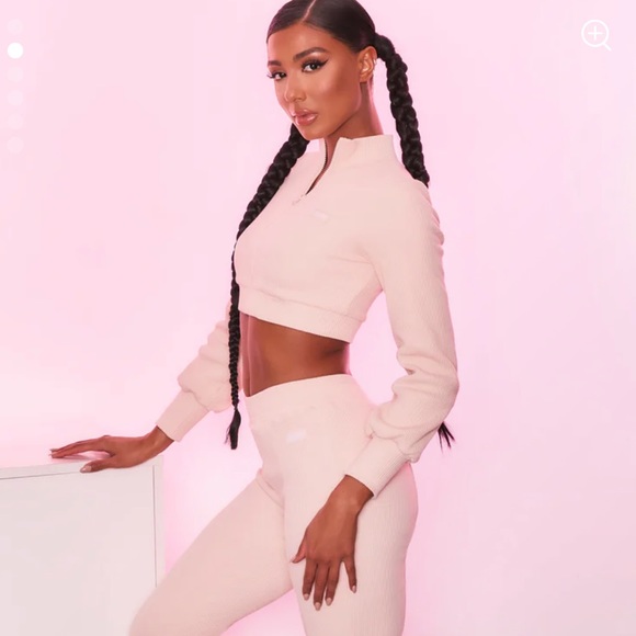 Bo+Tee ribbed zip crop jacket in cream size small - Picture 4 of 10